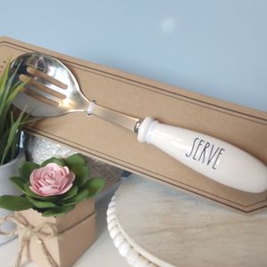 NWT Rae Dunn 'Serve' Ceramic Slotted Spoon